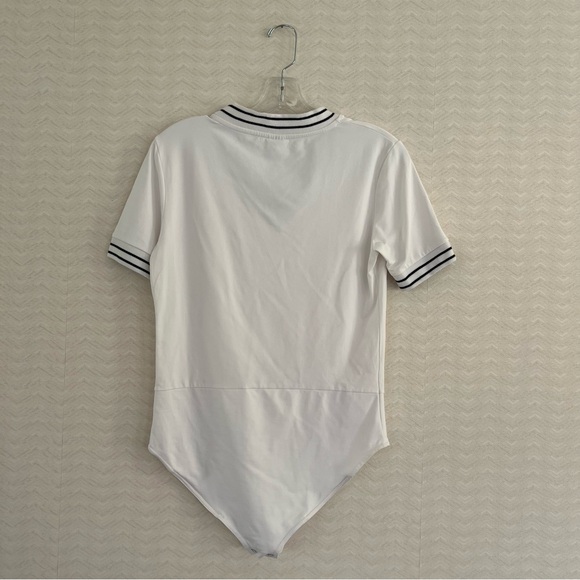 JUPP SPORT Mima Leotard Bodysuit White Tennis Preppy Women’s Size Small Varsity - Picture 8 of 10